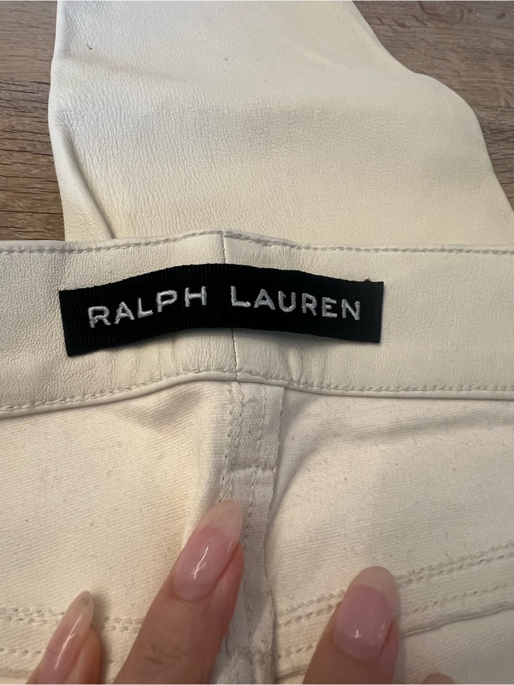Ralph Lauren Sample Ivory Leather Skinny Pants Size 4 - Picture 3 of 4
